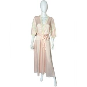 Vintage Miss Dior Soft Pink Satin Robe with Lace Accents